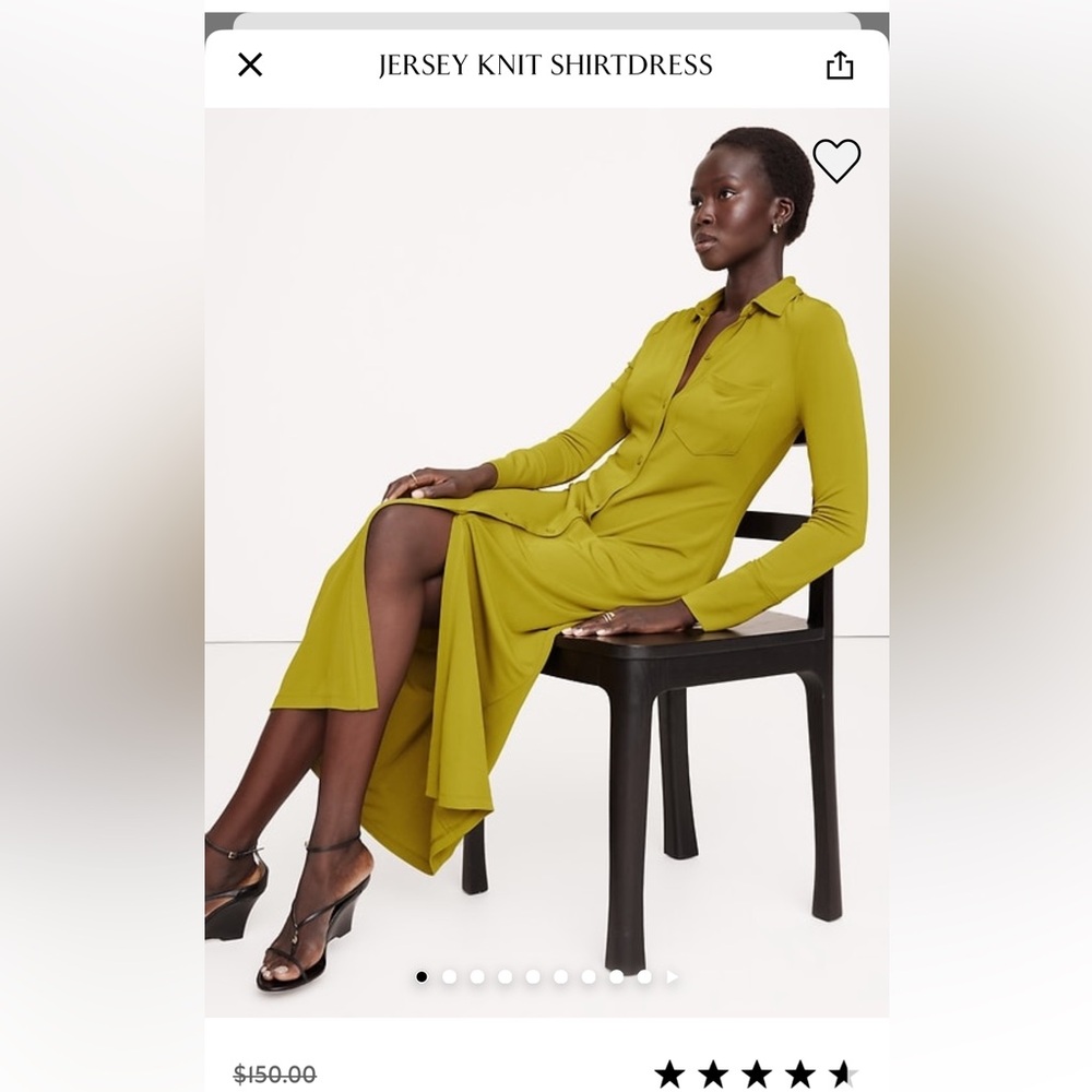 Banana Republic Olive Long Sleeve Shirt Dress